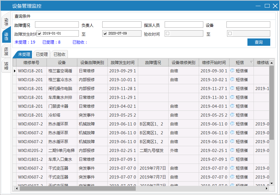 极致设备管理快速查询并监控设备维修情况